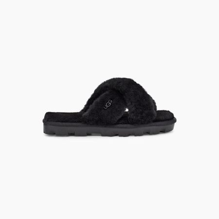 UGG Fuzzette Black Slippers for Women (PWKJ40269)